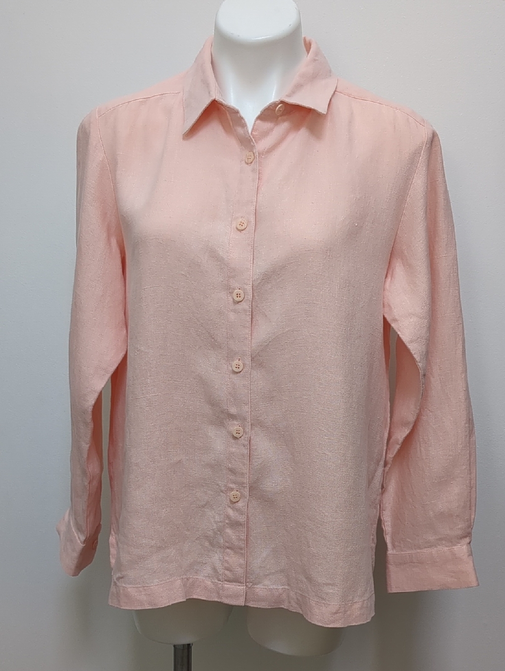 Vintage Eileen fisher 1994 linen peach button shirt petite L/XL